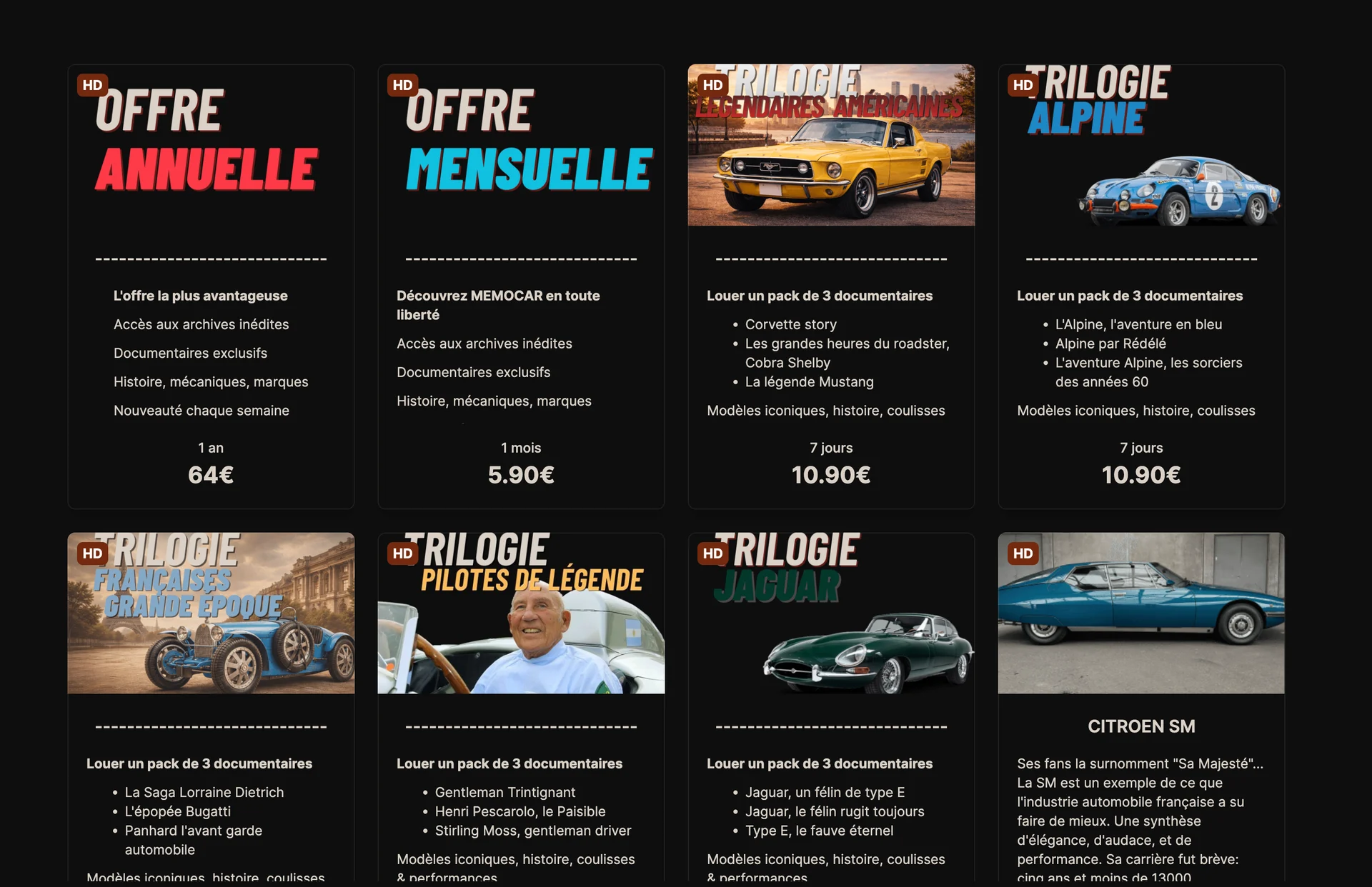 Memocar TVOD film packages