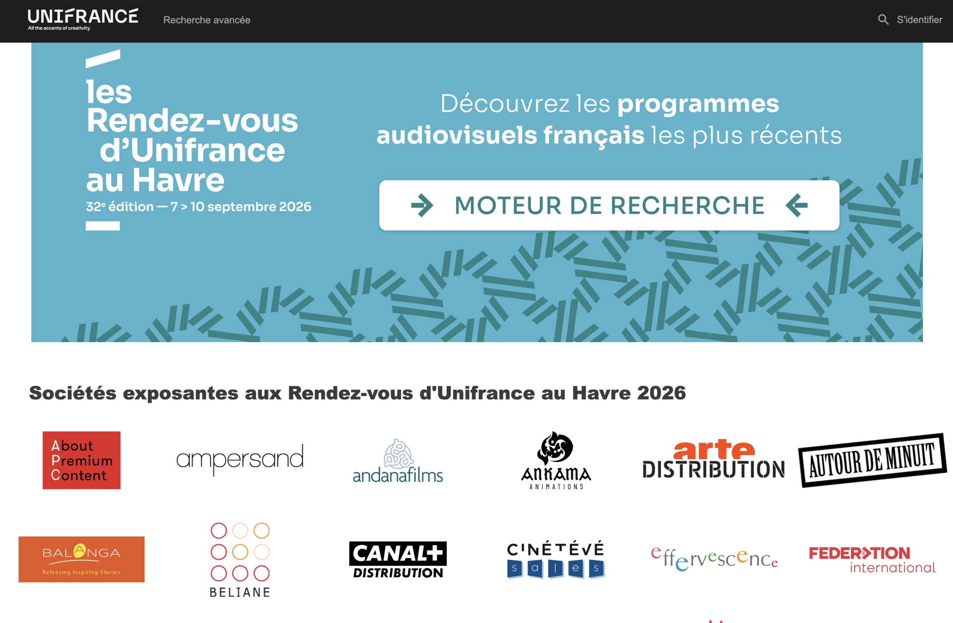 Unifrance Screening Room professional catalogue interface